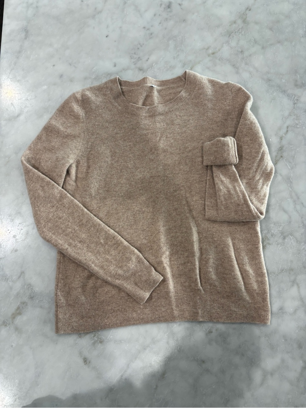 Anrabess Wool Everyday Crewneck Sweater Light Taupe Tan TL00108 Women Medium